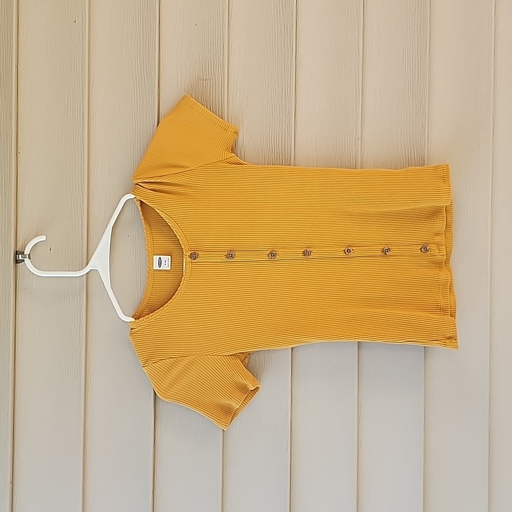Young Girls Button Up Mustard Color Shirt From Old Navy
